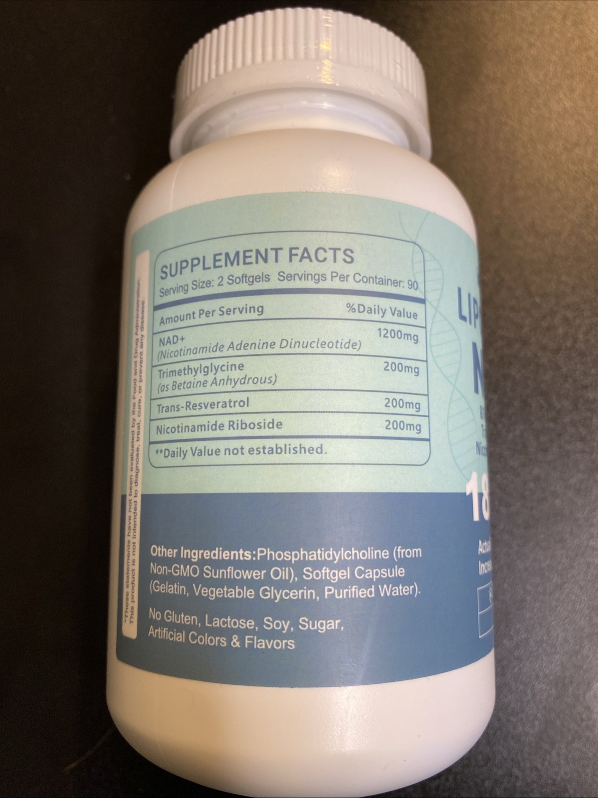Liposomal NAD+ 1800mg Supplement inGreens NR Resveratrol TMG 180 Softgels