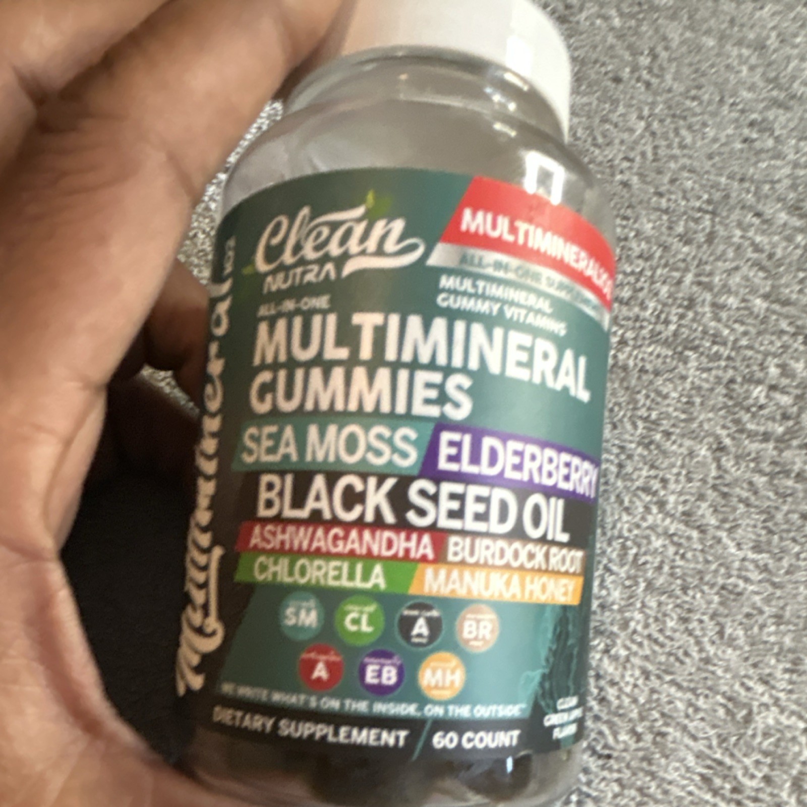 Clean Nutra Multimineral Gummies Sea Moss Elderberry Black Seed Oil 60ct