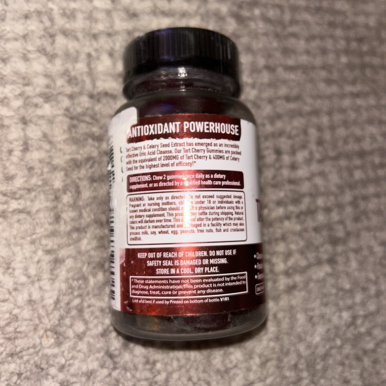 Atlantis Nutrition Tart Cherry Gummies with Celery Seed 60 Count (Pack of 1)