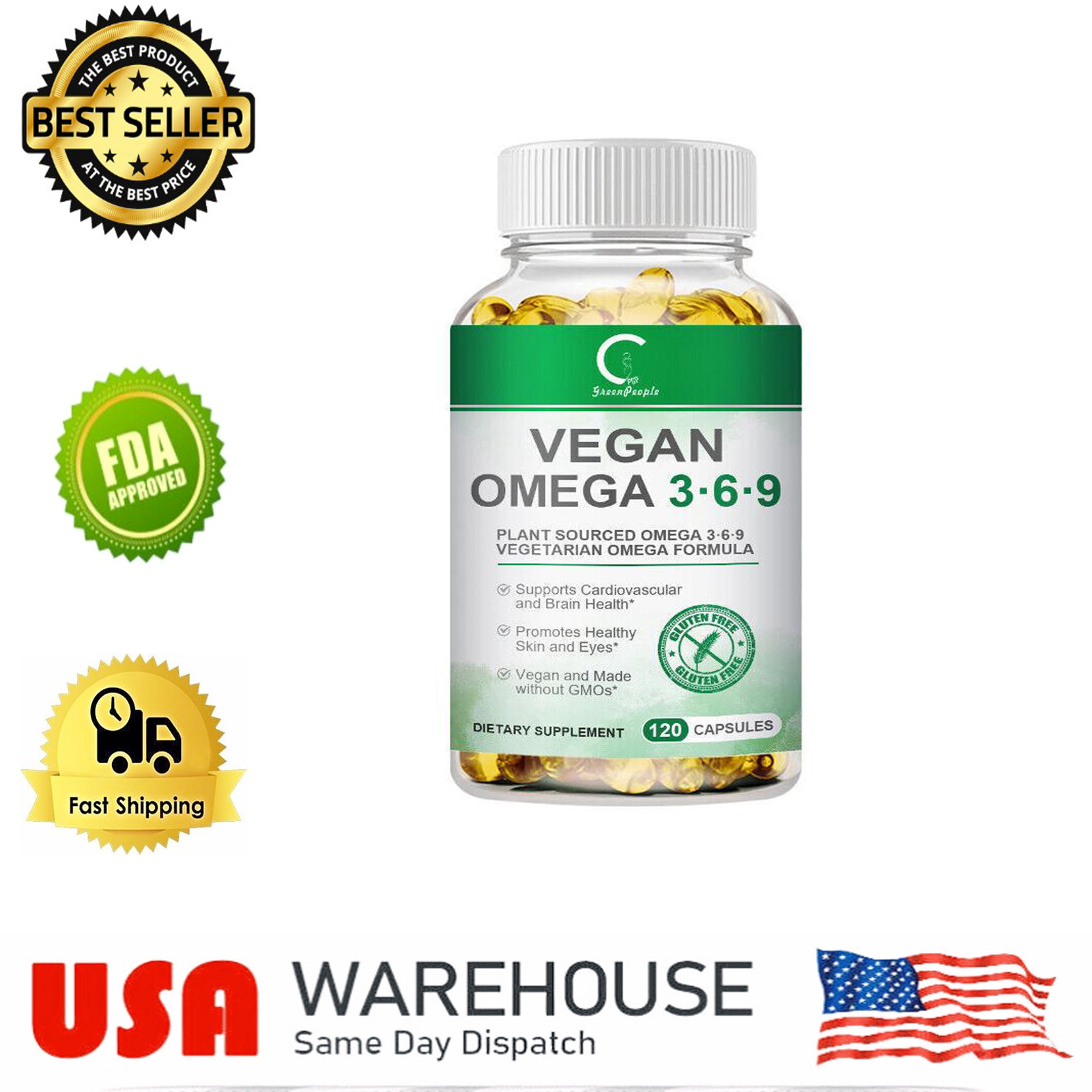 1360mg Omega 3 6 9 Vegan Capsules High Strength Fatty Acids Immune Support