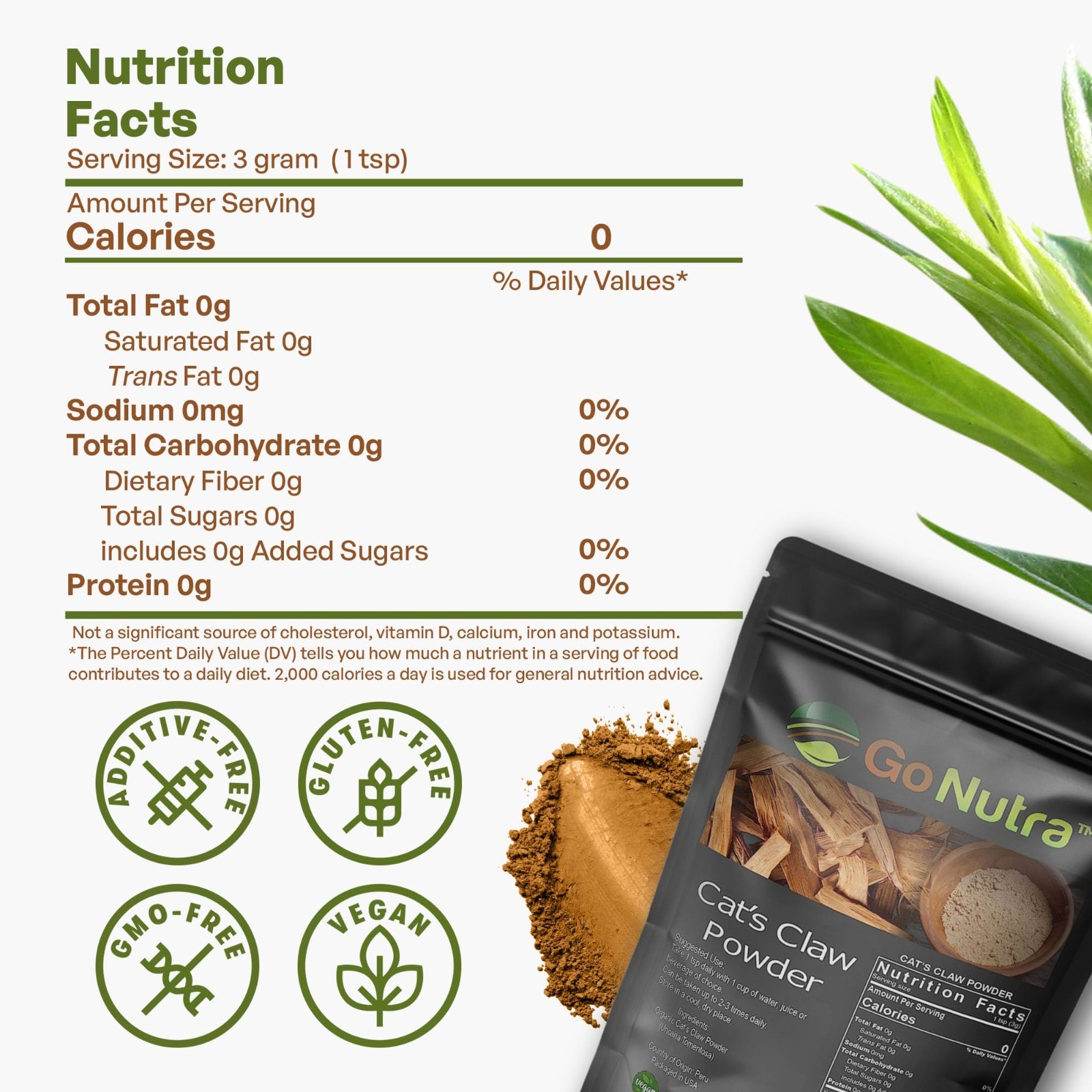 Cat’s Claw Powder 8oz From Peru Wild Pure Cats Claw Supplement Non-Gmo