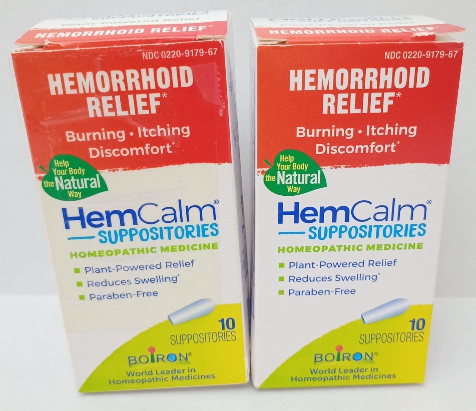 TWO Boiron HemCalm Suppositories Homeopathic Hemorrhoid Relief 10ct Exp 9/2026