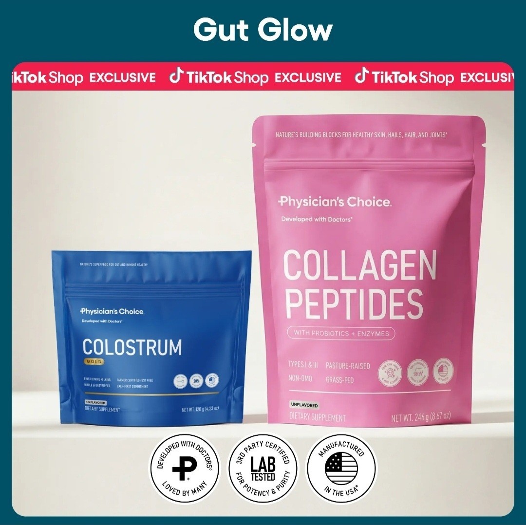 Physician’s Choice Gut Glow Up Collagen Peptides & Colostrum Gold Powder Combo