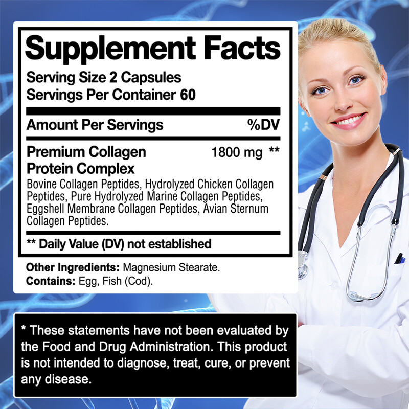 Multi-Collagen Capsules 1800mg – Enhanced Nourishment for Hair, Skin and Nails