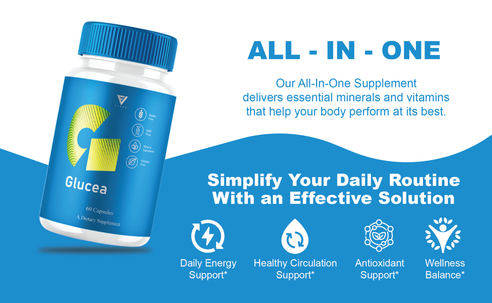 (3 Pack) Glucea Blood Support, Glu Cea Formula (180 Capsules)