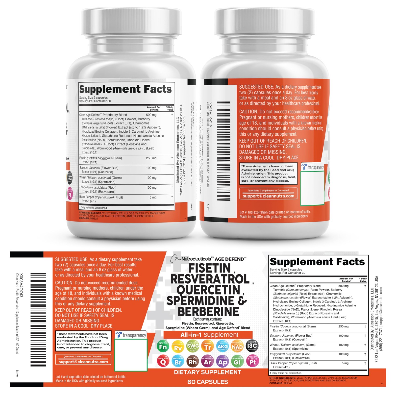 Clean Nutraceuticals Fisetin Quercetin 60 Count (Pack of 1), Natural