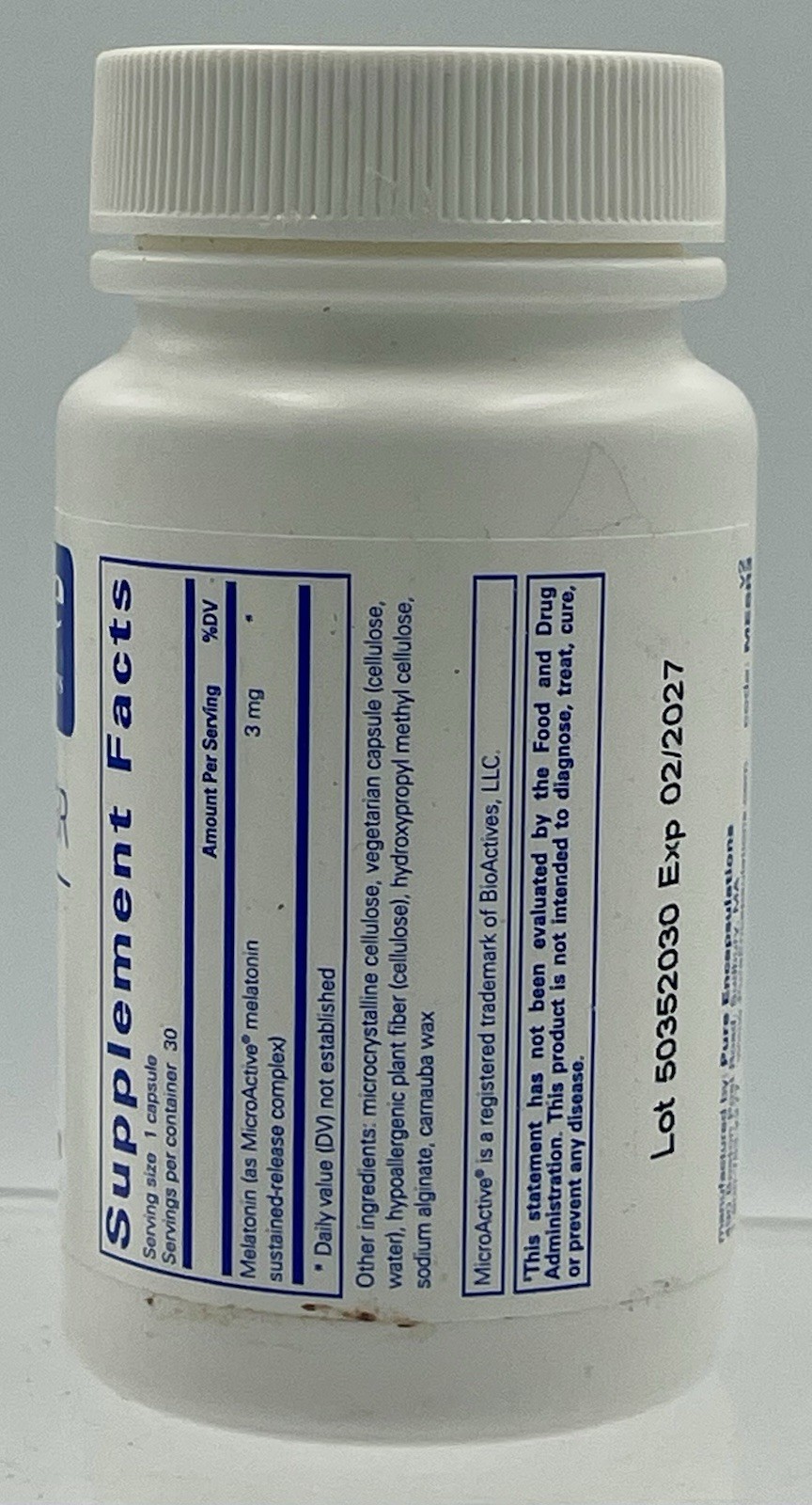 Pure Encapsulations Melatonin-SR Extended Release 30 Capsules EXP 02/2027