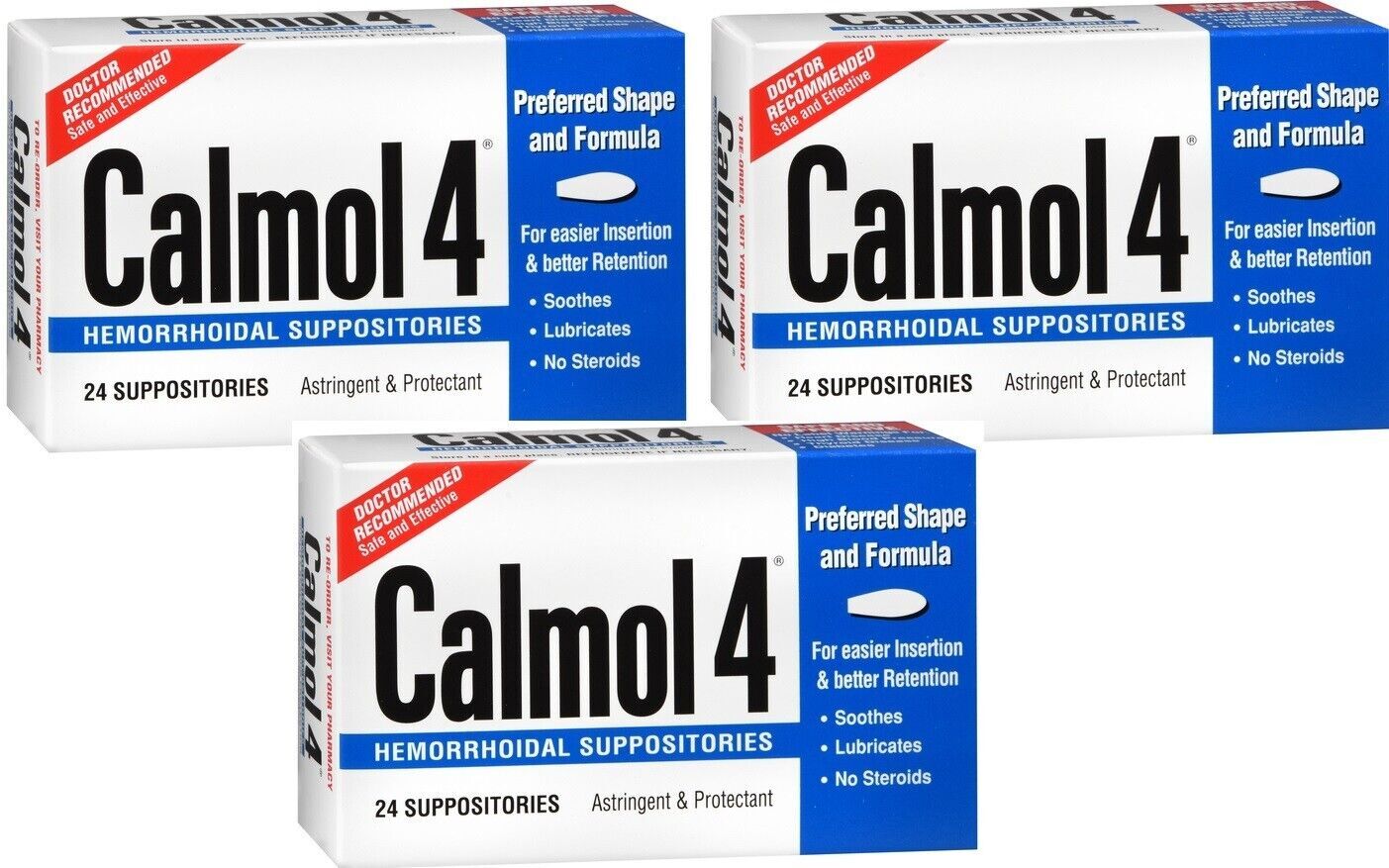 Calmol 4 Hemorrhoidal Suppositories 24ct (3 Pack)