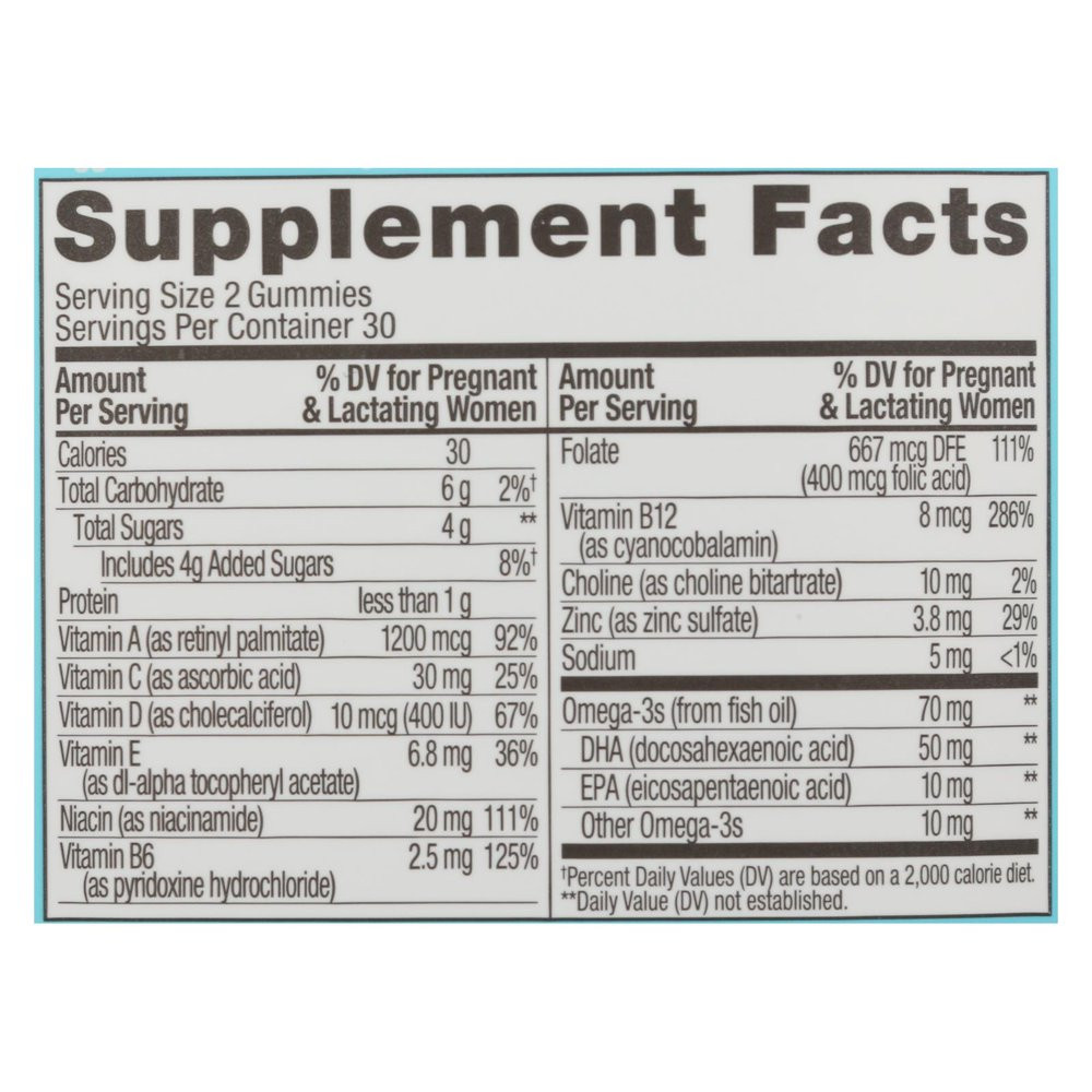 OLLY Prenatal Multivitamin Gummy, for Women, Folic Acid, Vitamin D, Omega 3 DHA,