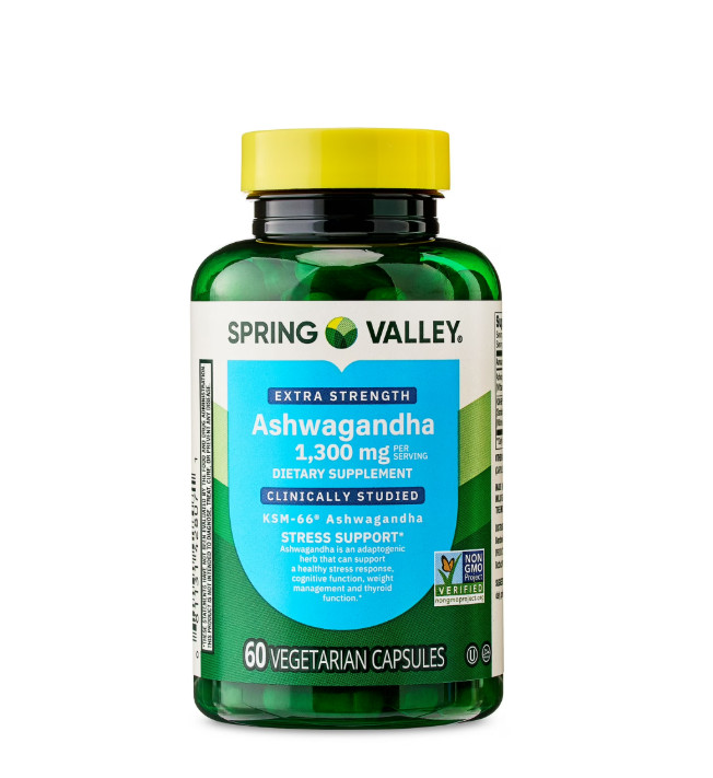2 PACK Spring Valley Extra Strength Ashwagandha Vegetarian Capsules, 1300 mg