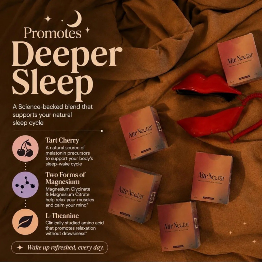 Nite Nectar Magnesium Glycinate Sleep Mocktail Powder Night Drink Mix 12 Packets