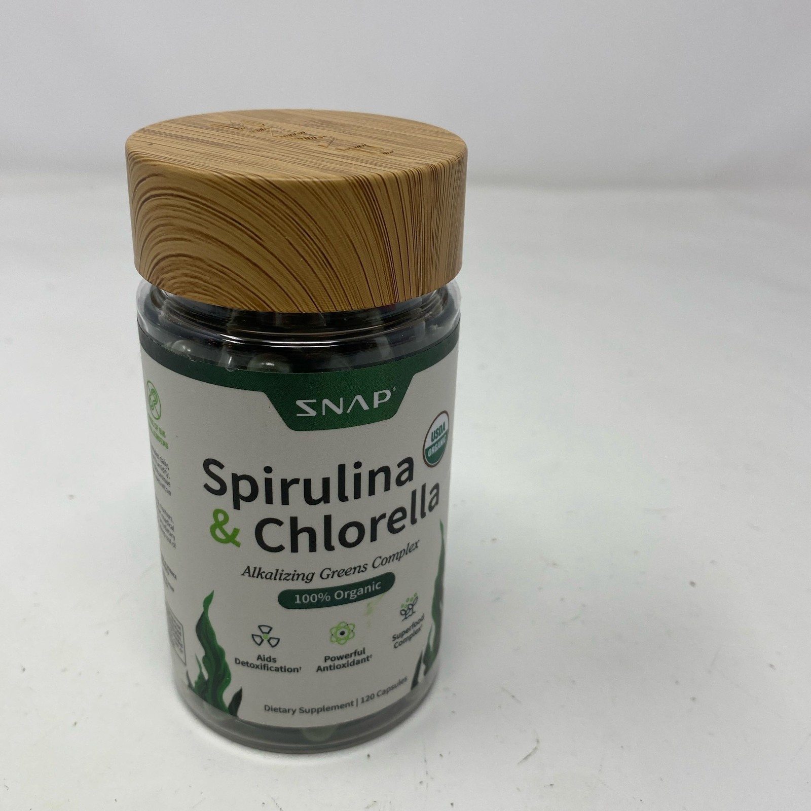 SNAP Supplements Organic Spirulina & Chlorella, Green, 120 Caps
