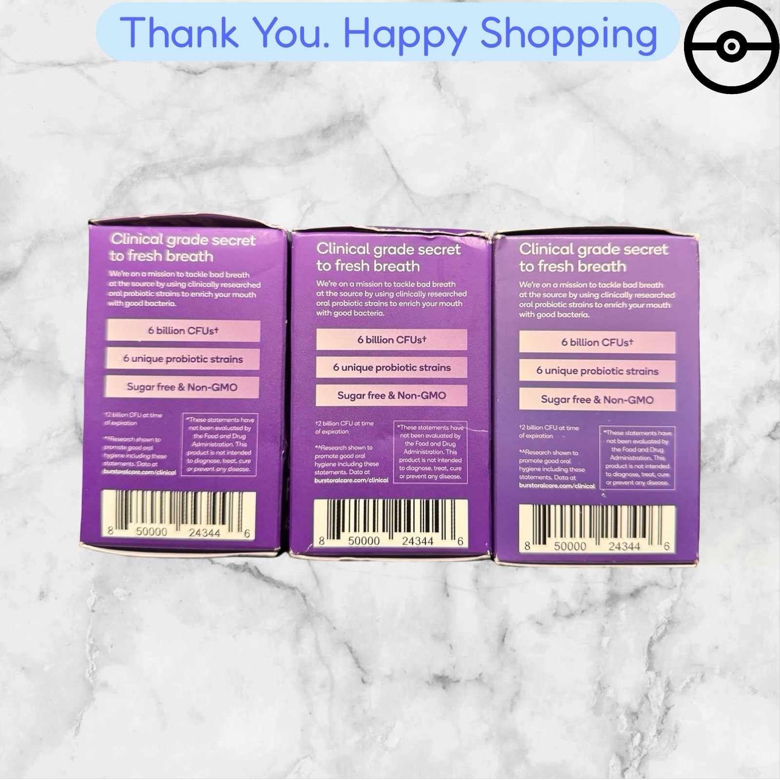 Burst Oral Probiotics Mint Chewable Lozenges Supplement 2 Pack 45 Ct Ea Exp06/26