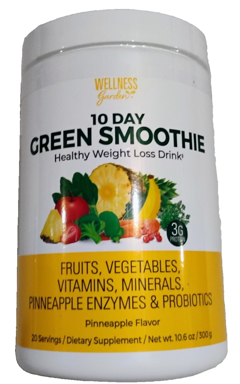 Wellness Garden Pineapple 10 Day Green Smoothie Powder Drink Mix 10.6 oz. New