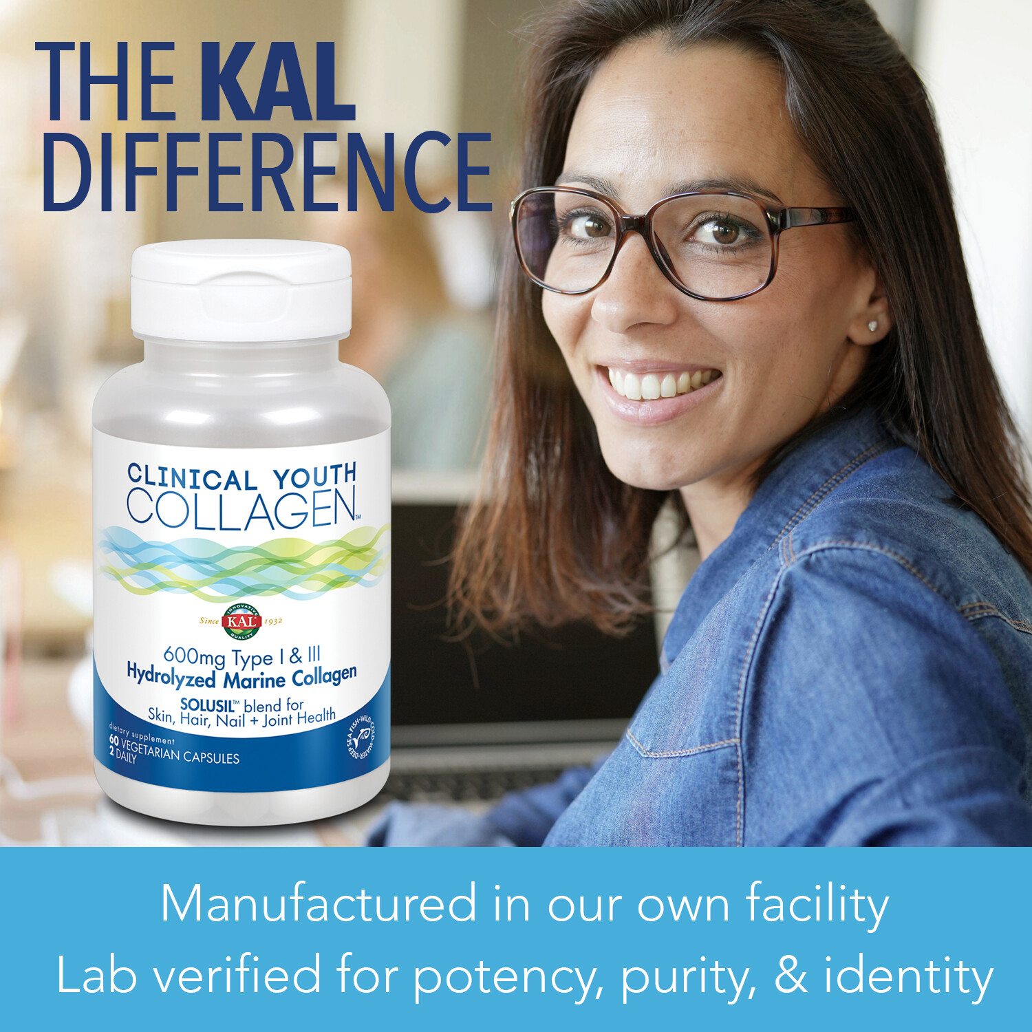 KAL Clinical Youth Collagen | Skin, Hair, Nail & Joint Support | 60ct, 30 Serv.