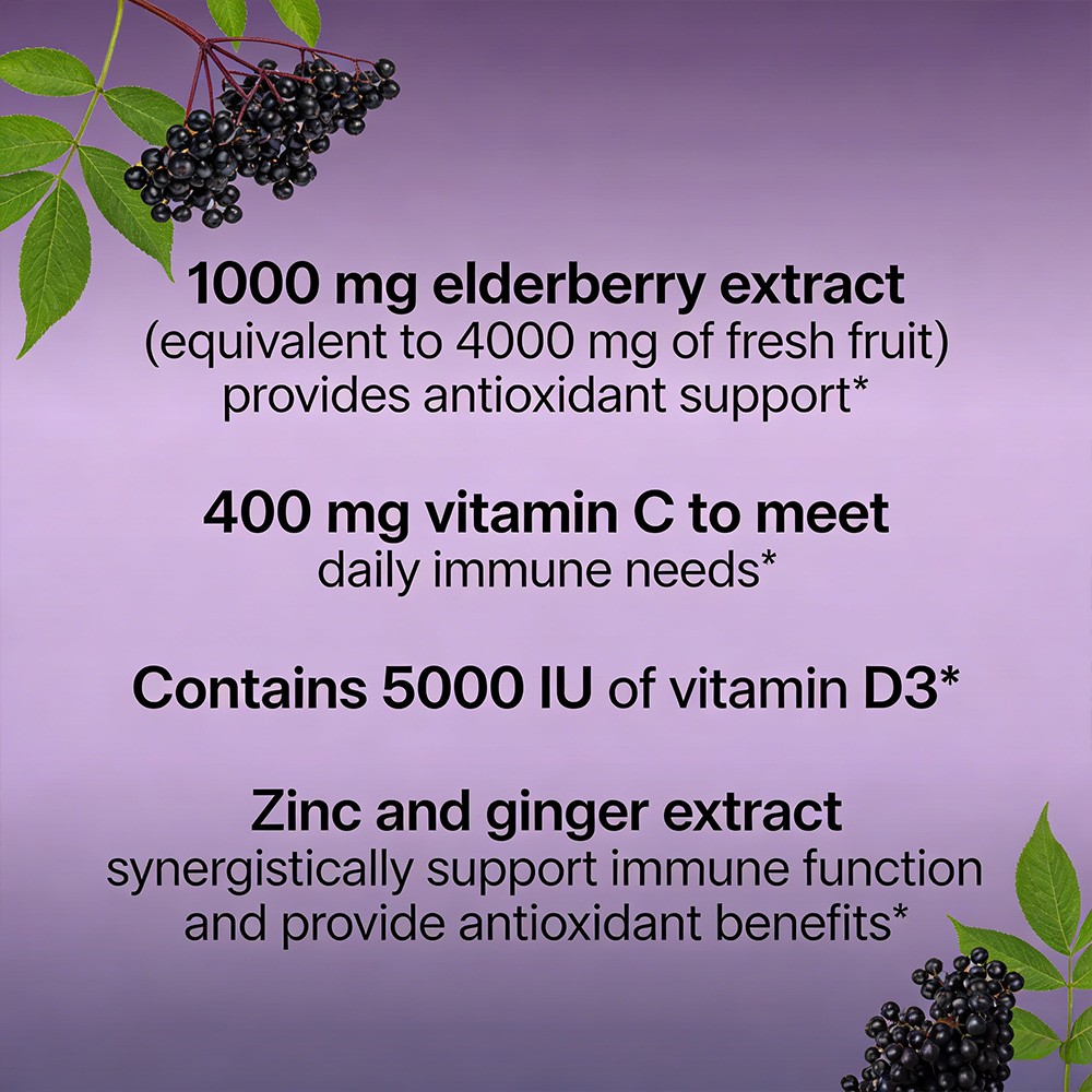 700mg Elderberry+Vitamin C,Zinc,VitaminD3 & Ginger & Immune Support 30~120 Caps