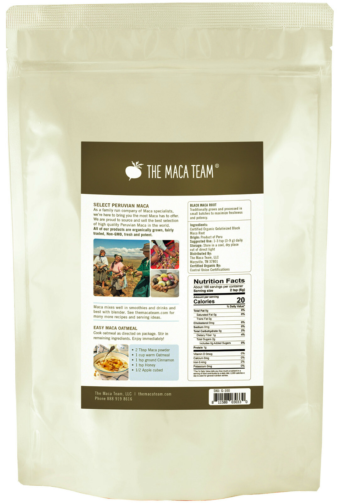 Organic Gelatinized Black Maca Root Powder – Fairly Traded – Fresh Peru Harvest