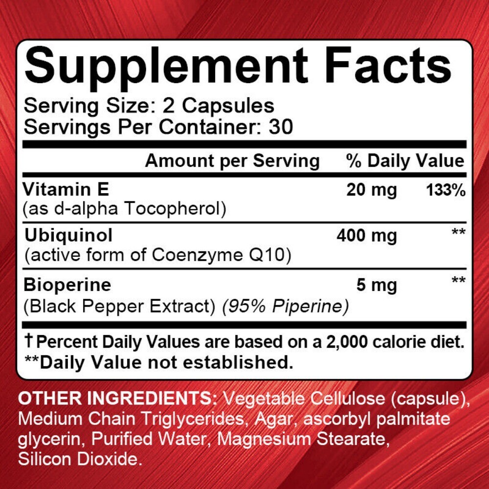 Ubiquinol Coq10 400 Mg, 60 Softgels 3x Better Absorption EXP 7/26