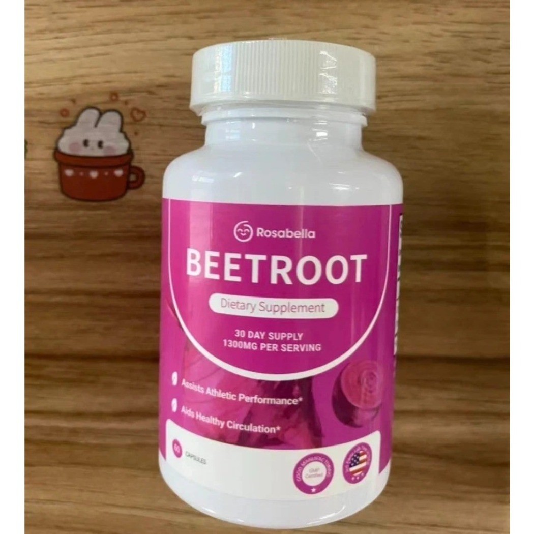 NEW Rosabella Organic Beetroot 1300mg Dietary Supplement 60 Veggie Capsules