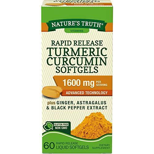 Nature’s Truth Turmeric Curcumin 10mg | Softgel Capsules | with Ginger,