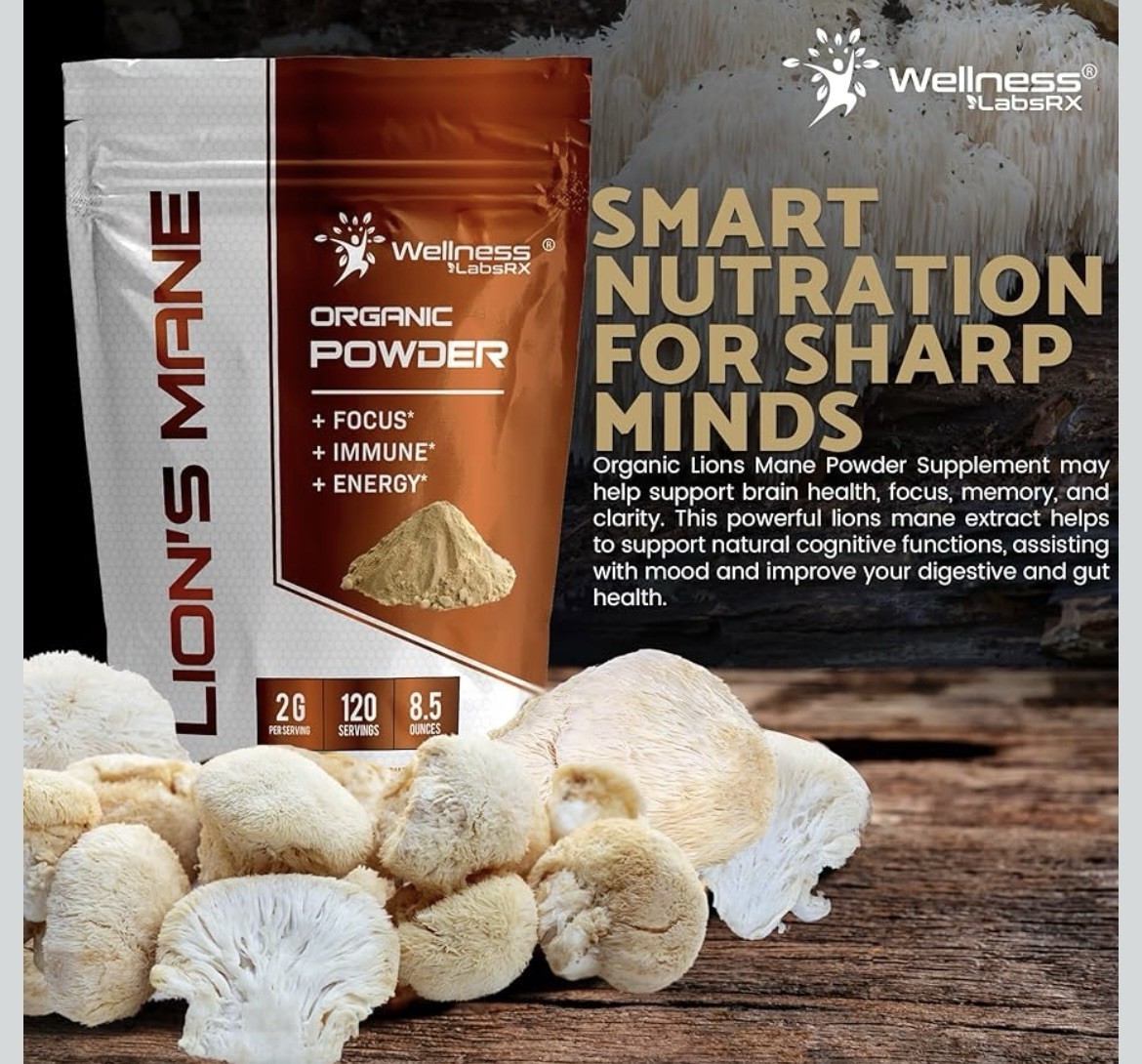 Lions Mane Powder Organic – 2000mg… 120 Servings … 08/2026 B16