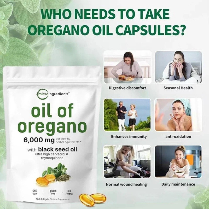 3 Pack New Oil of Oregano with Black Seed Oil, 300 Softgels Microingredients