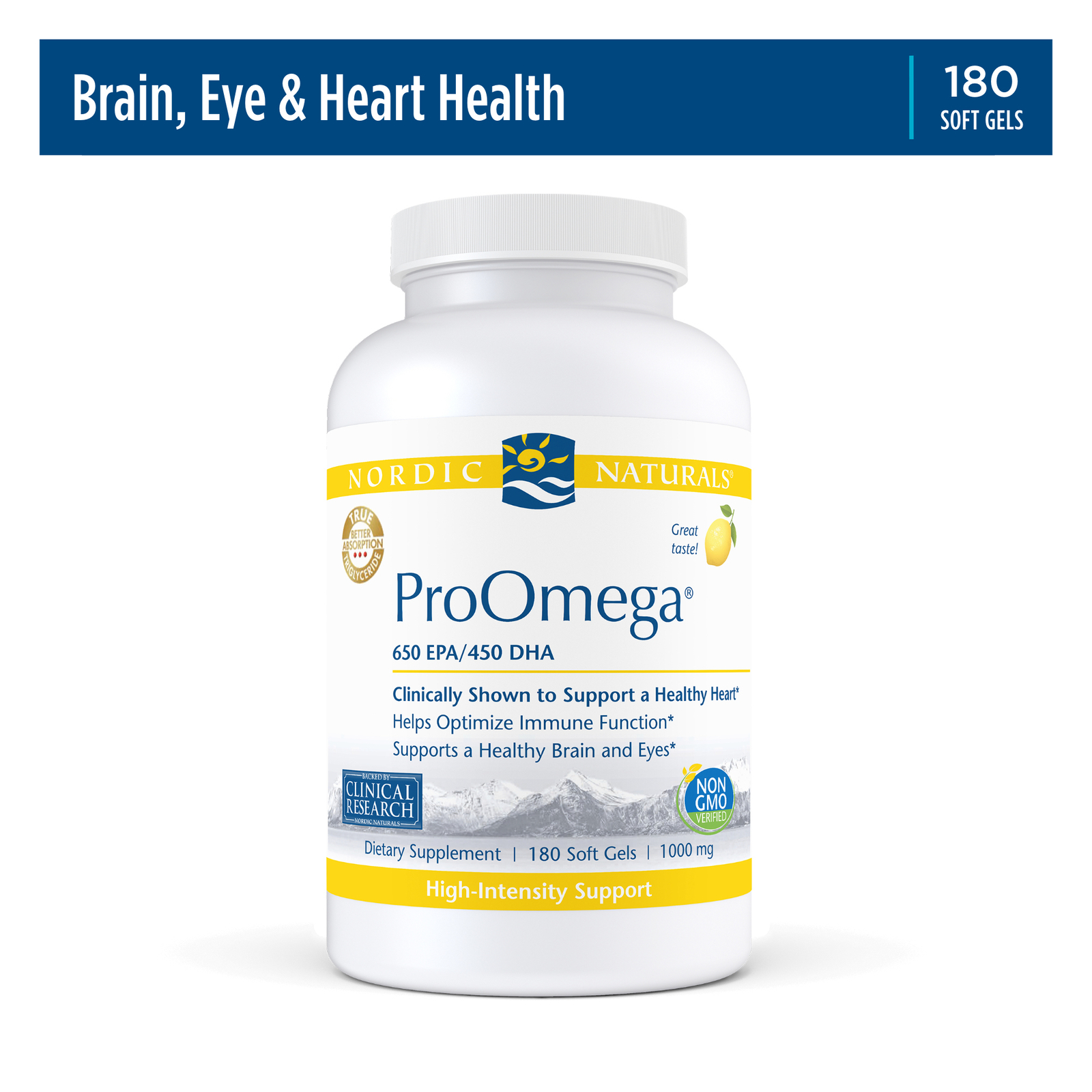 Nordic Naturals ProOmega Soft Gels – Concentrated Omega-3 Fish Oil, 180 Count