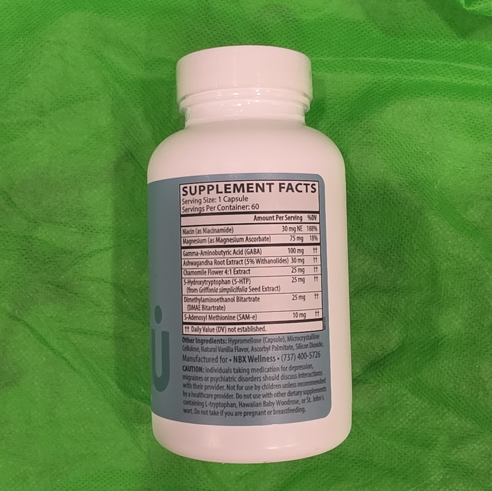 NBX Wellness Blissful Mood Stress Support 60 Capsules Gluten-Free Non-GMO