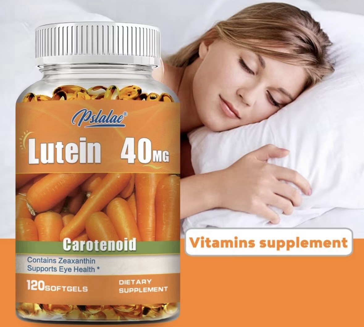 Pslalae Lutein 40mg + Zeaxanthin Softgels 120 Count Eye Health Supplement
