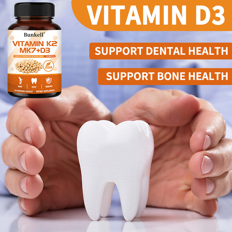Vitamin K2 (MK7) 100mcg with D3, Black Pepper Capsules, Immune Health