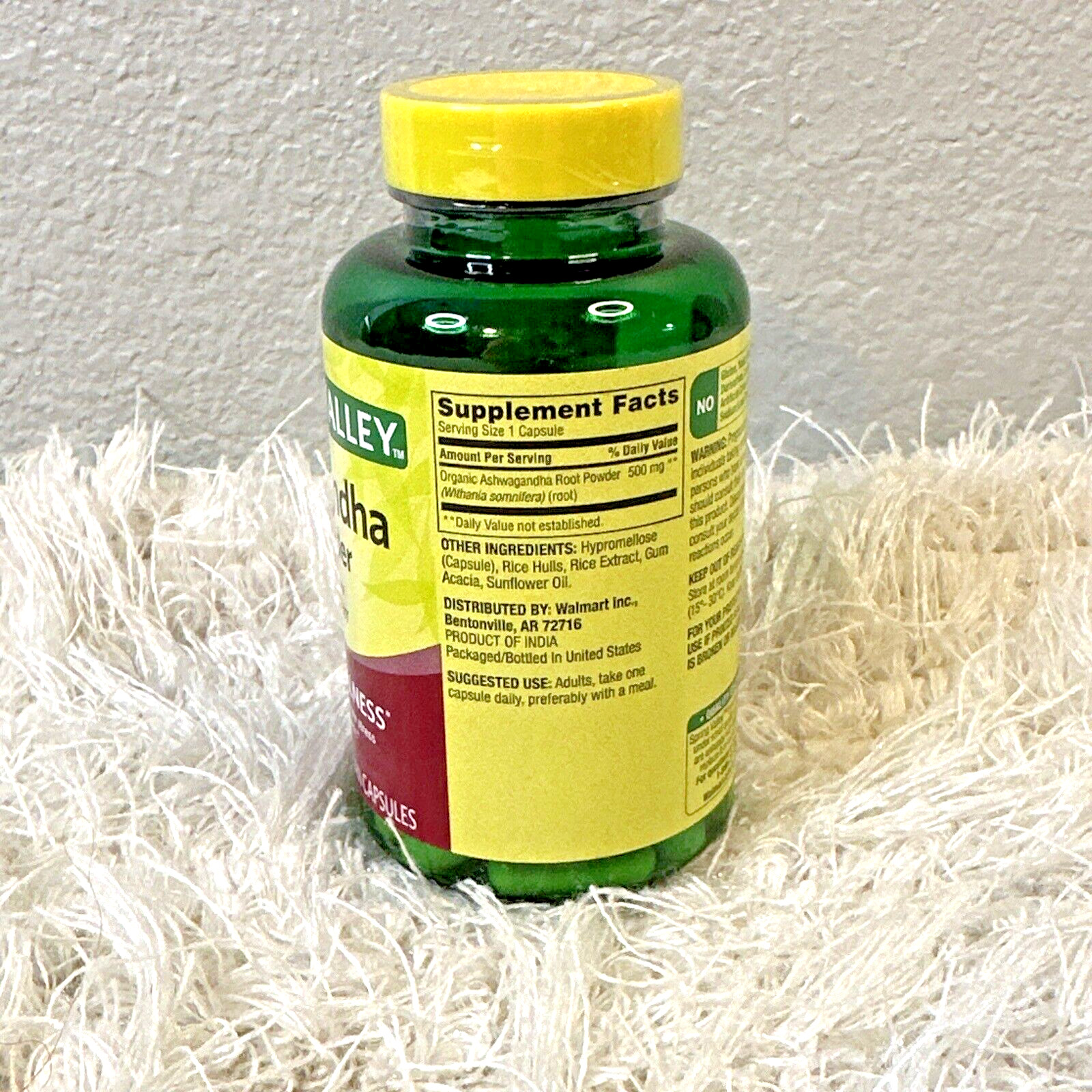 NEW Spring Valley Ashwagandha Root Powder 500 mg 60 Capsules Exp 9/2026