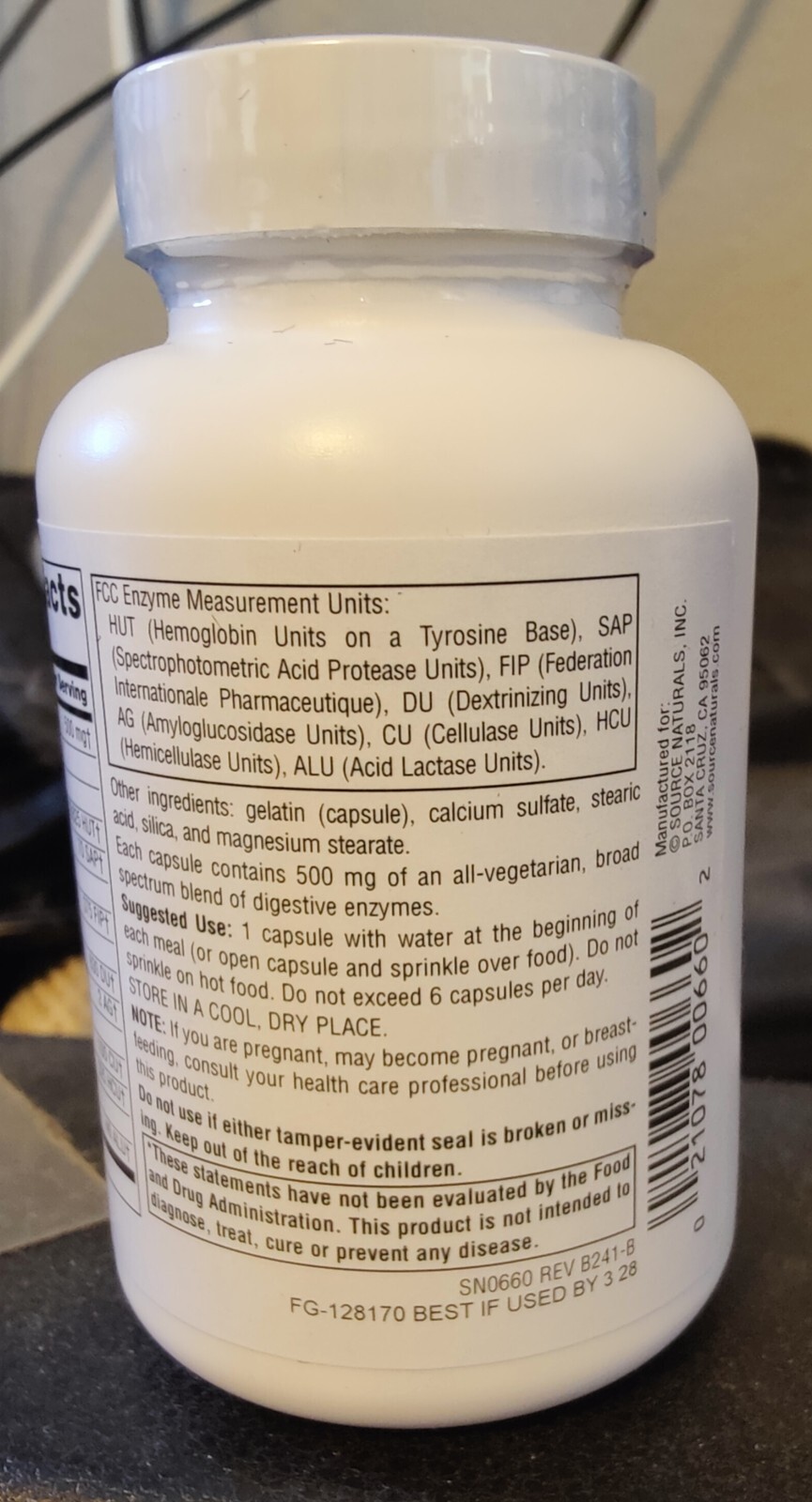 Source Naturals Daily Essential Enzymes 500mg Digestive Aid 120 Veg Caps