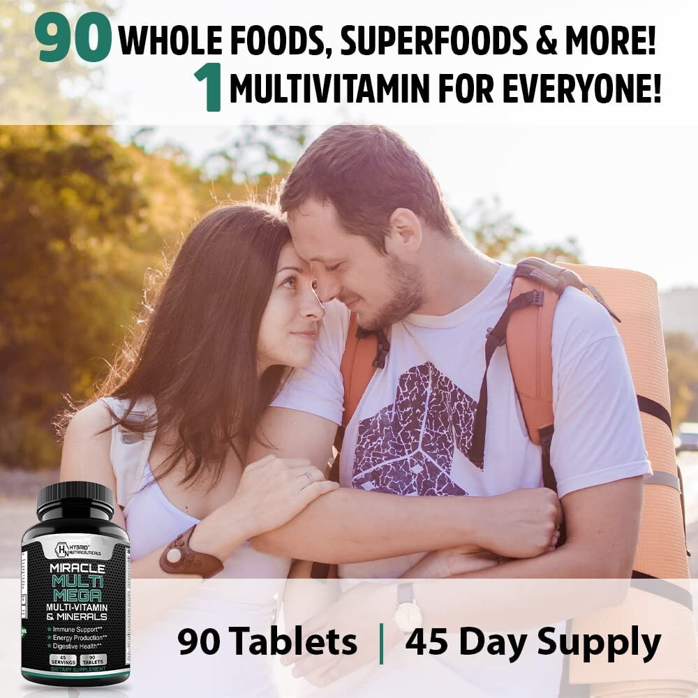 MEGA-M Multivitamin for Men & Multi for Women with Whole Foods-90 Tablets