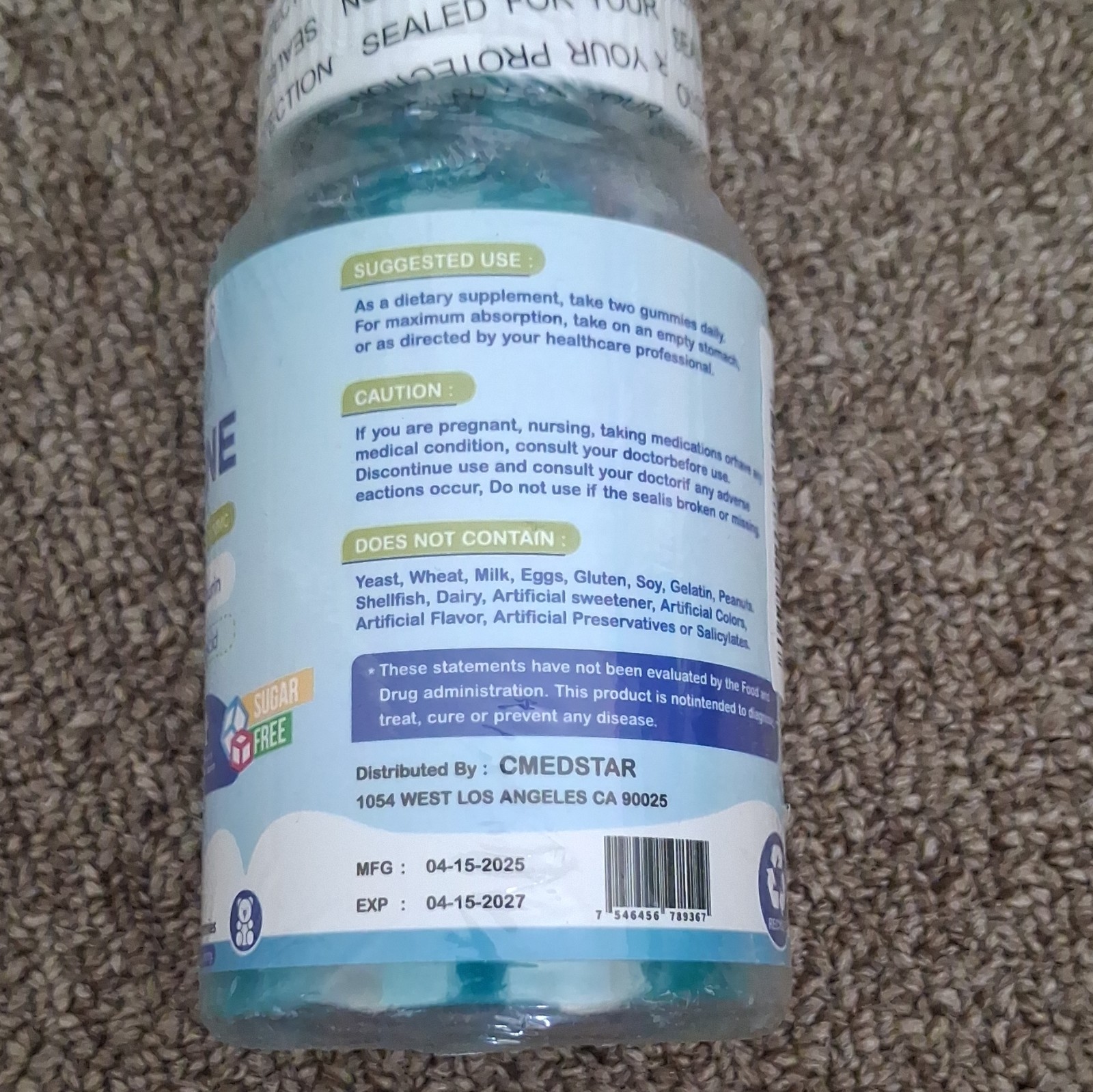 CMEDSTAR L-Lysine 1000mg + Glyceryl Monolaurin Gummies, Blueberry 60ct