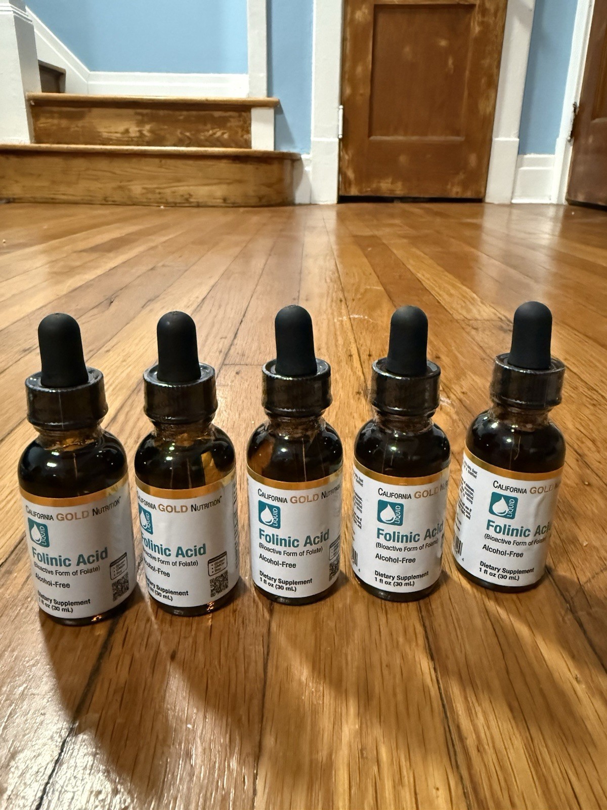 California Gold Nutrition Folinic Acid Liquid Alcohol-Free 400mcg 1 fl oz 5 Pack