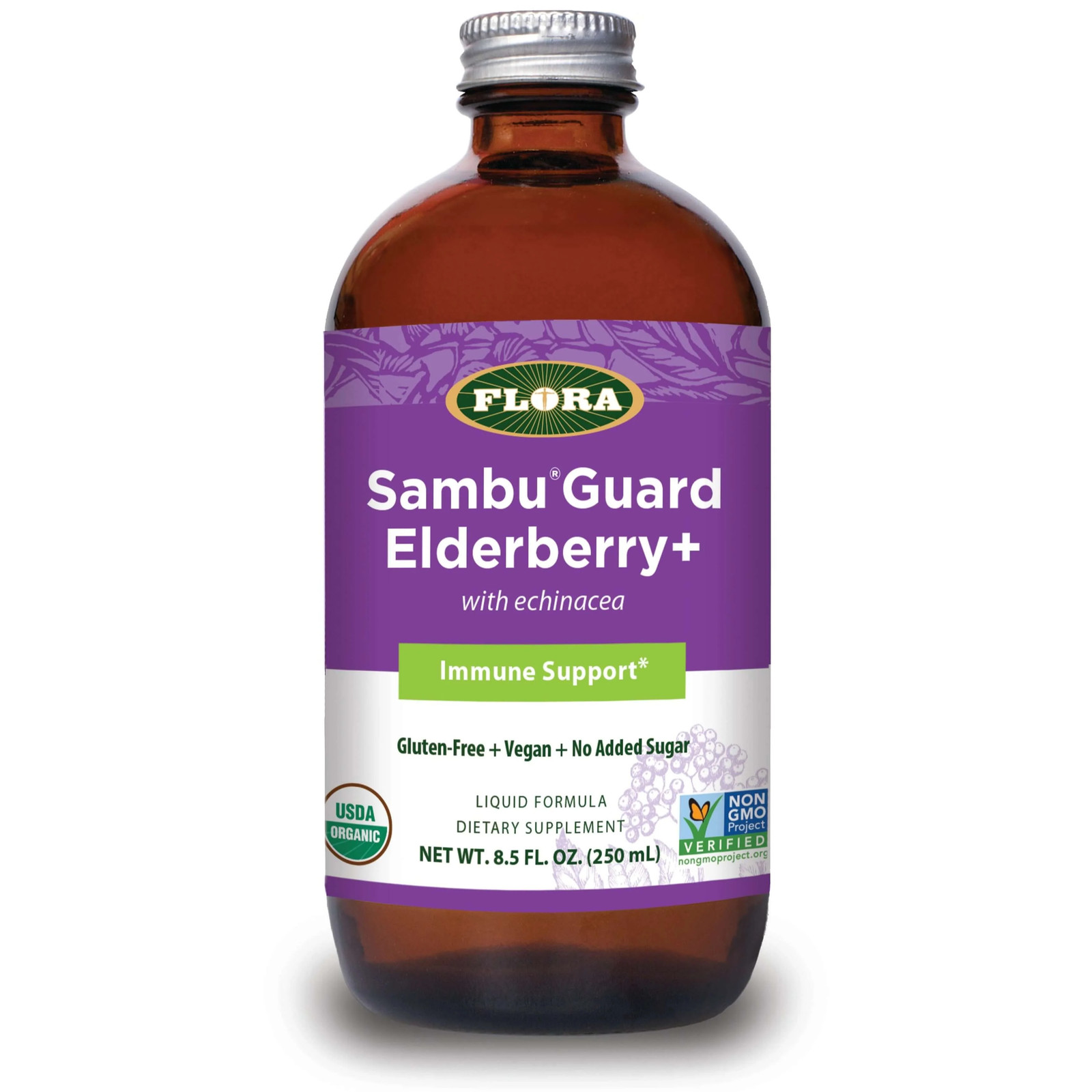 Flora Certified Organic Elderberry Plus with Echinacea Immune Support 8.5 Fl Oz