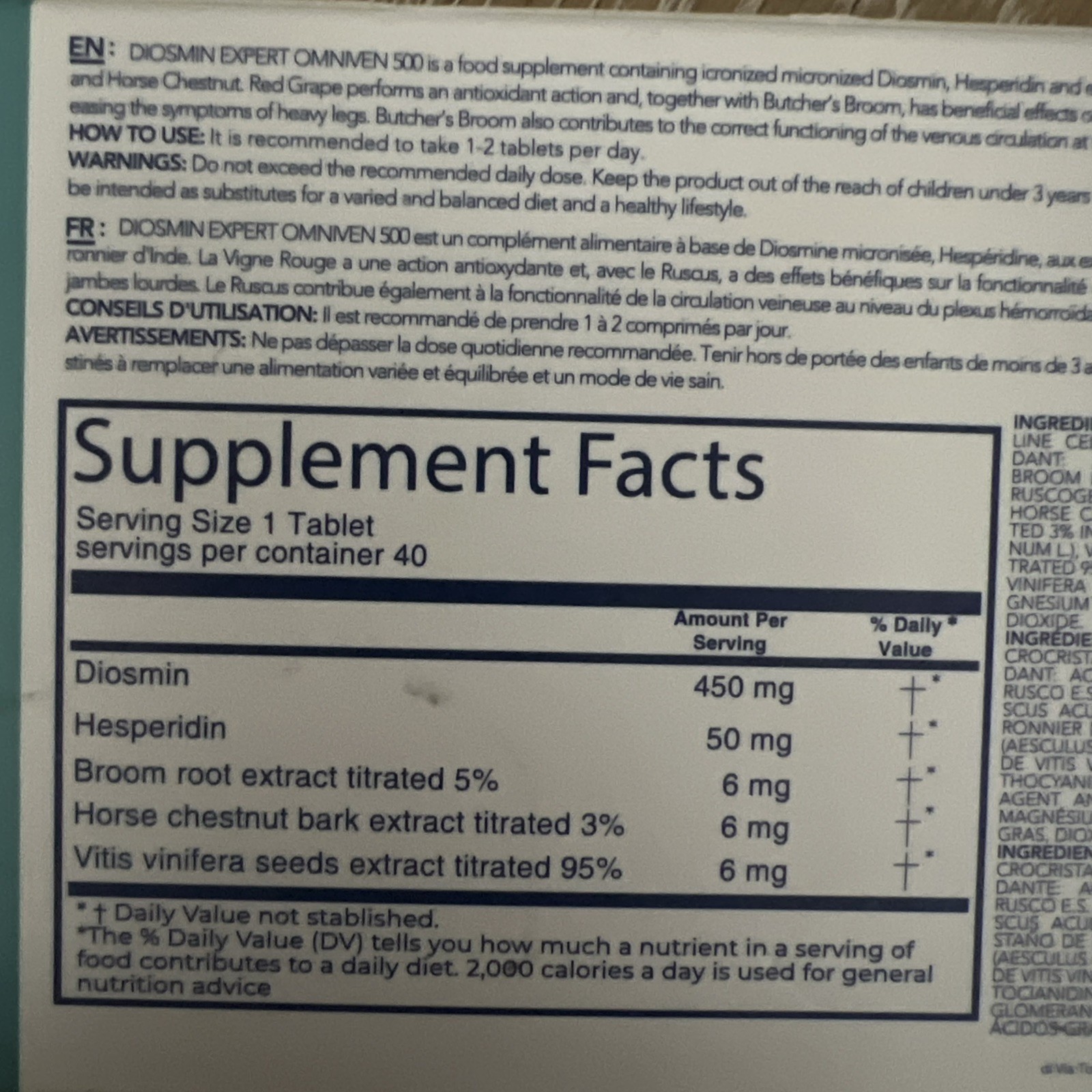 DuLac Pharma Diosmin Expert Omniven 500 Tablets 40 Blood & Circulatory Health
