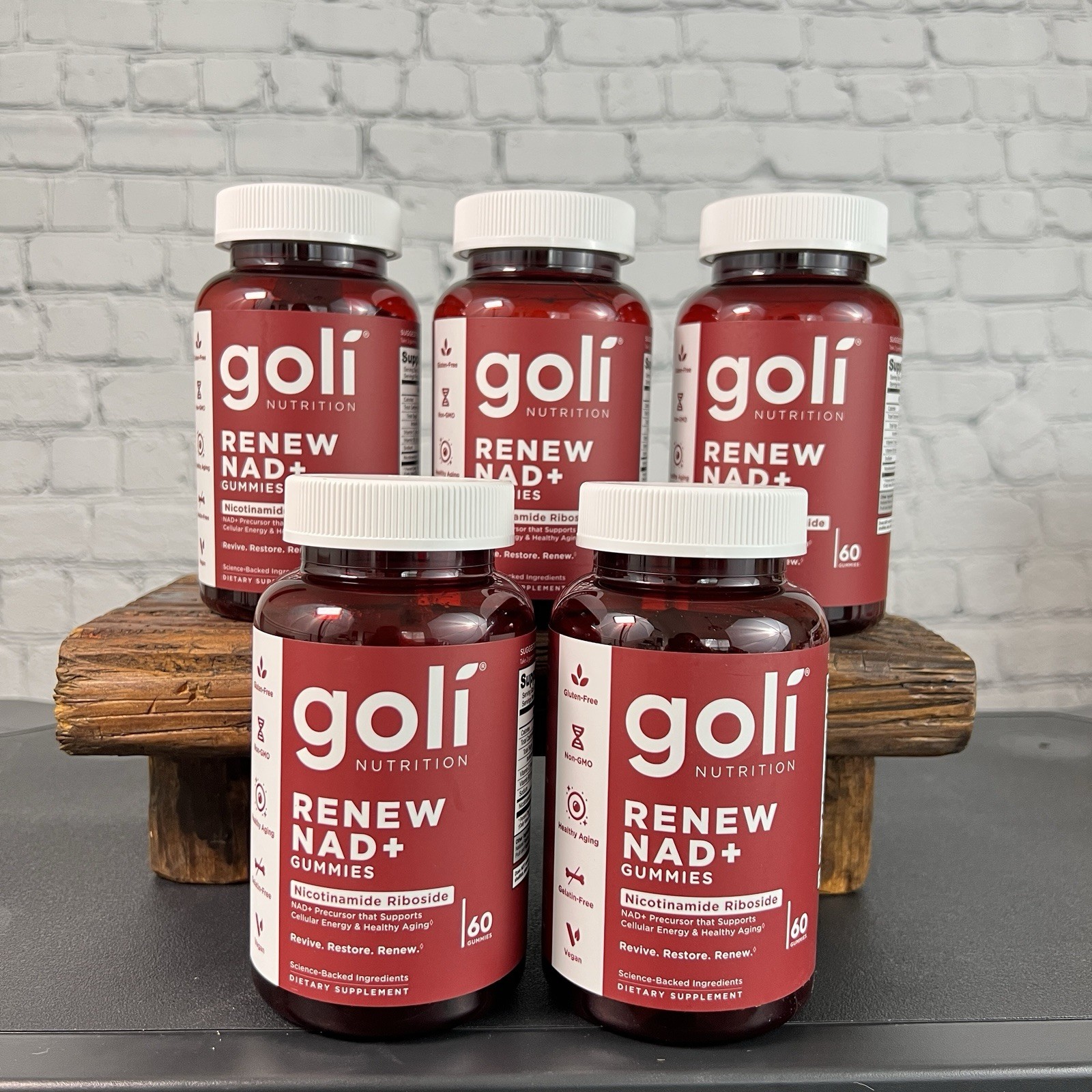 Goli Nutrition Renew NAD+ Gummies Nicotinamide Riboside 5 Bottles 60ct Each