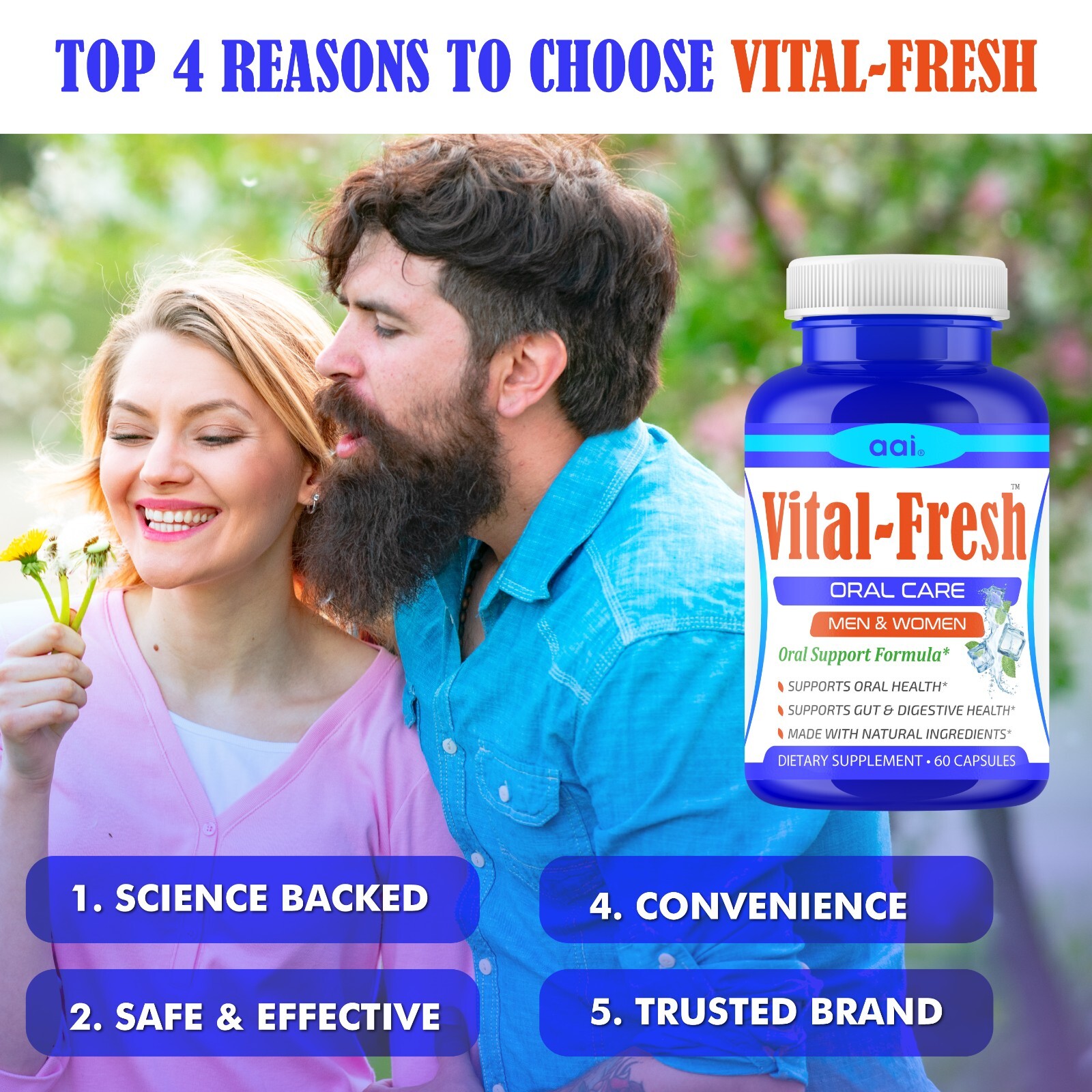 Oral Probiotics for Bad Breath | Fresh Breath, Gum & Teeth Support – 60 Capsules