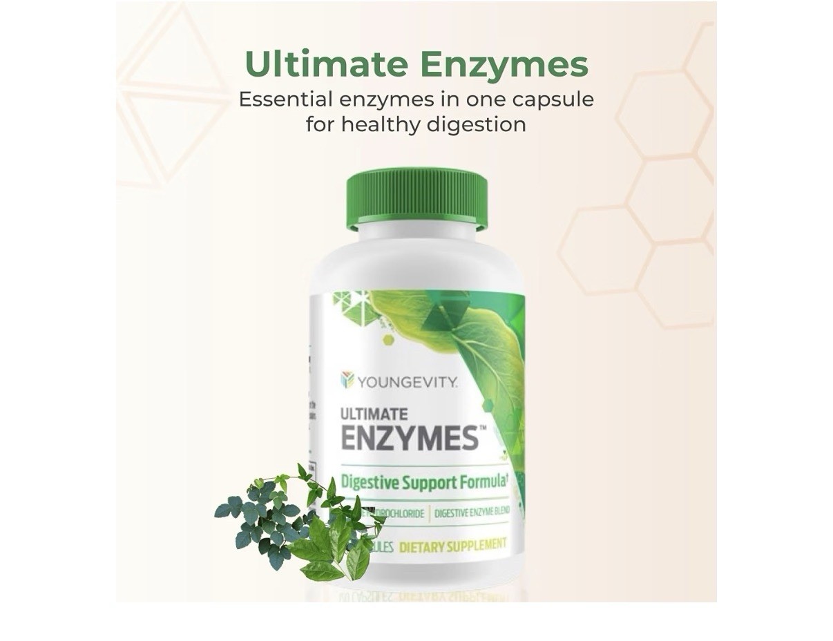 Youngevity Ultimate Enzymes Digestive Support Formula Gas Bloating Relief 120cap