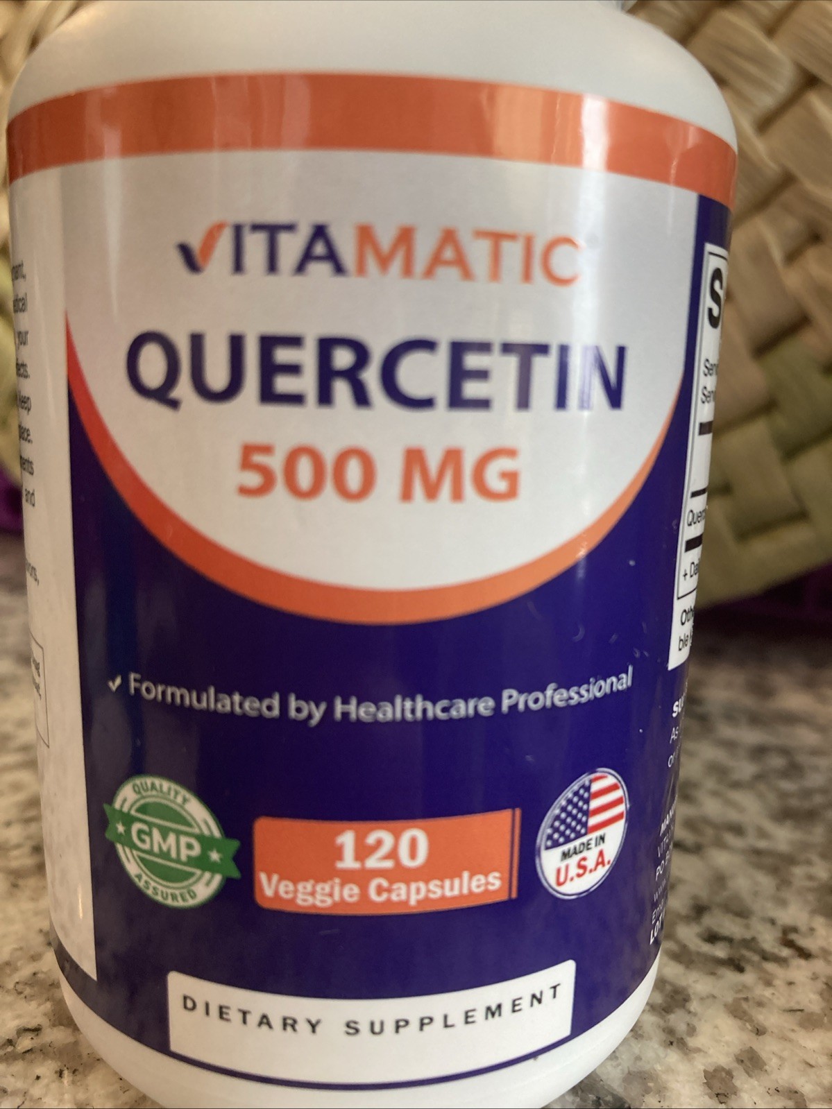 Vitamatic Quercetin Supplement 500 mg – 120 Veggie Capsules New EXP 08/2028