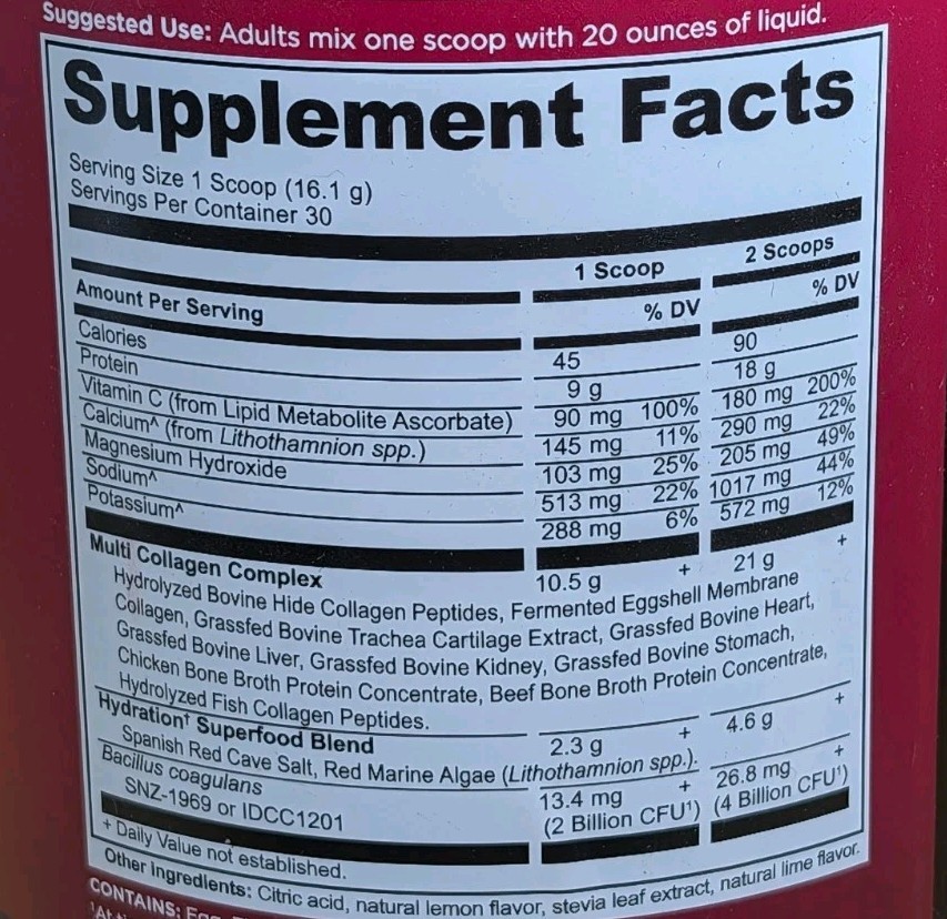 Ancient Nutrition Multi Collagen Protein Hydrate 16.9 oz Lemon Lime Sealed New