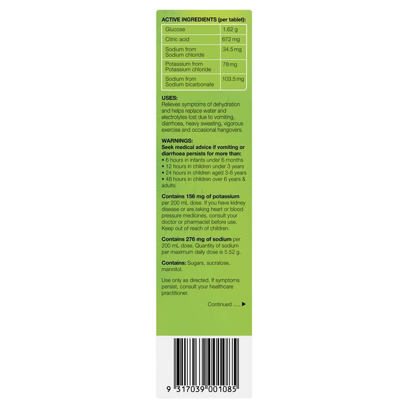 Hydralyte Effervescent Electrolyte Lemon Lime Flavour For Dehydration 20 Tablets