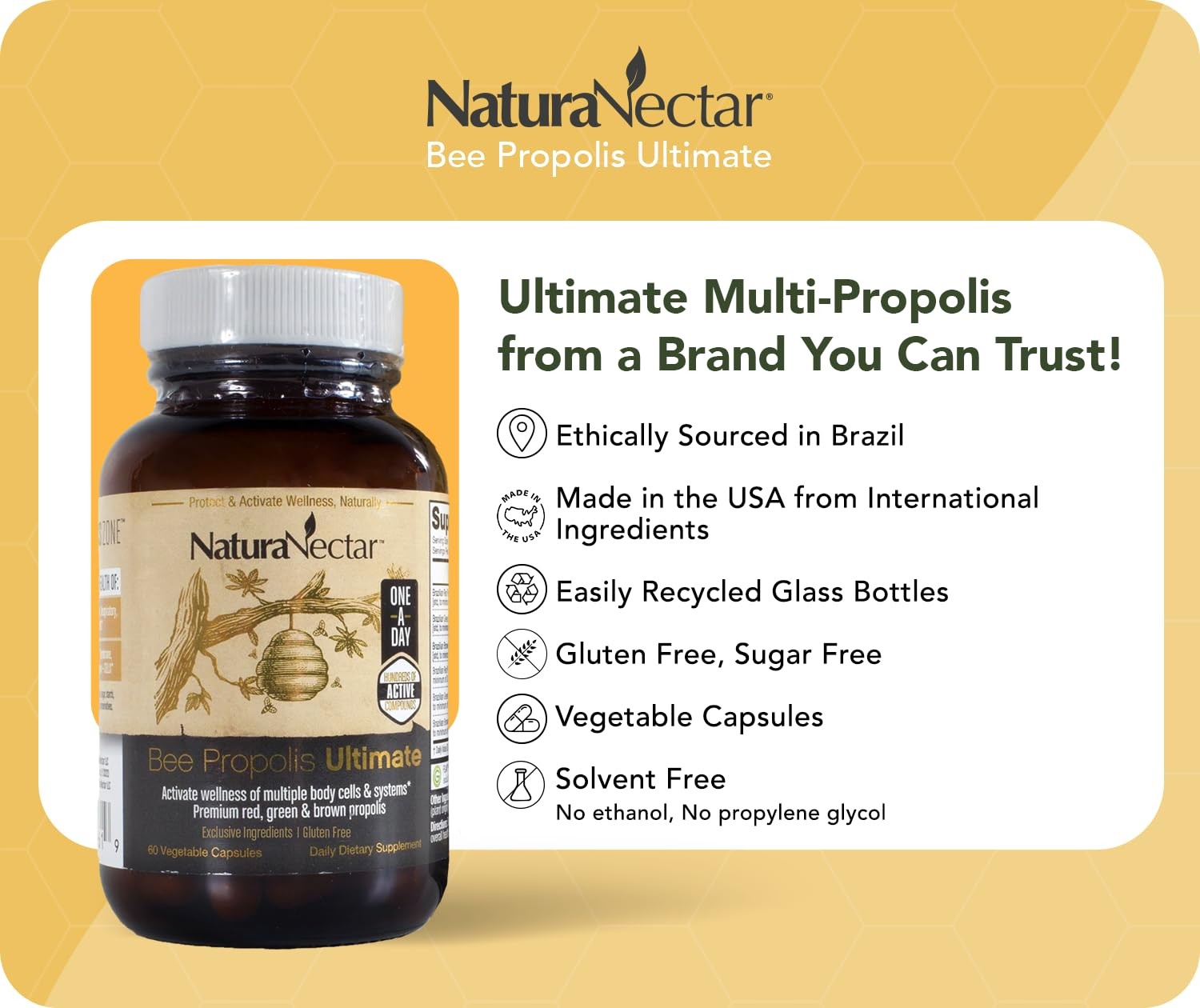 Ultimate Bee Propolis Capsules – NSF Contents Certified -Brazilian Red, Brown…