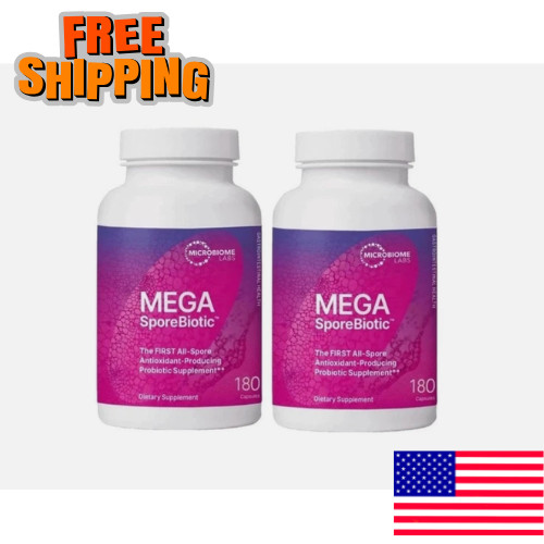 2 Packs Mega Sporebiotic 180 Capsules Microbiome Gut Health Probiotic Men Women.