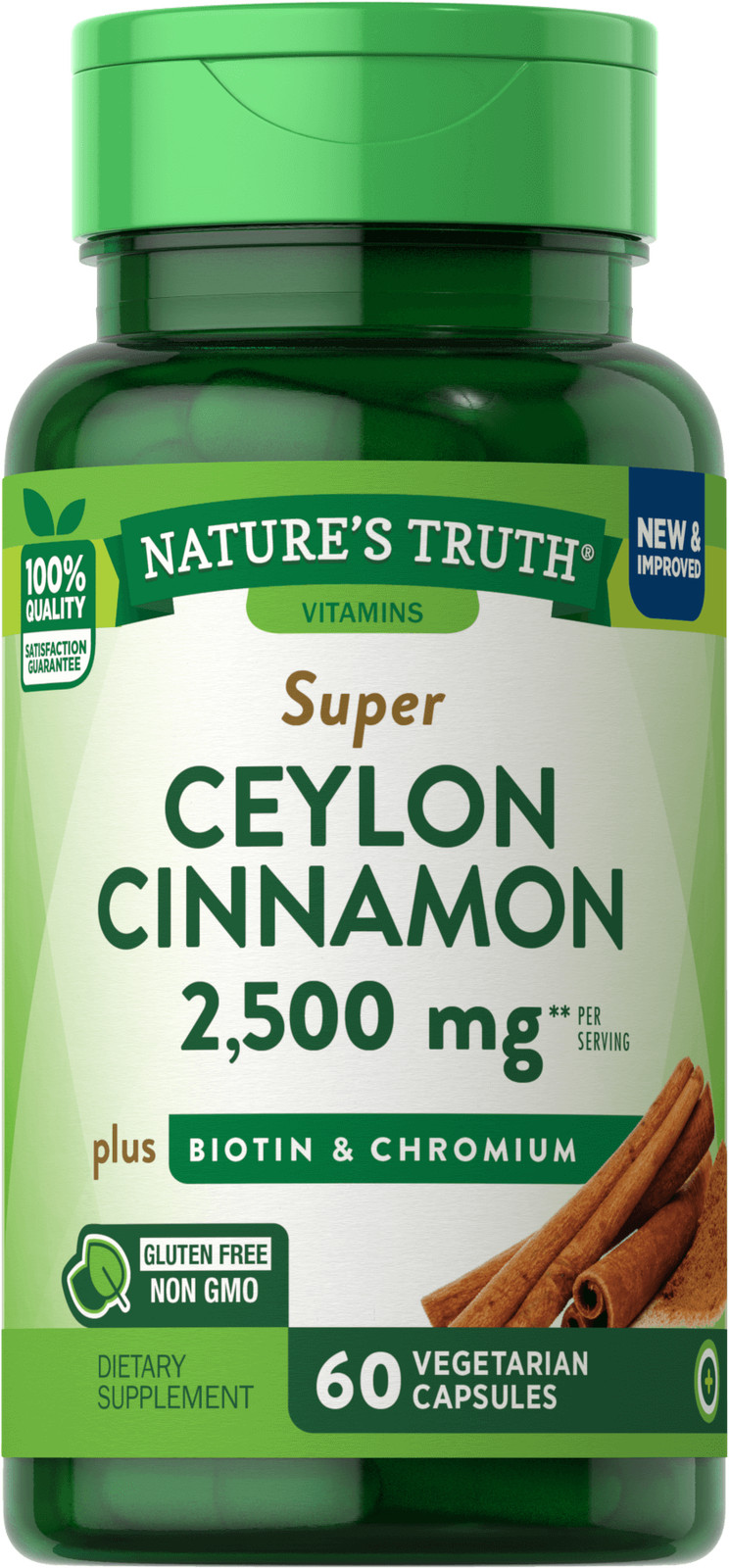 Nature’s Truth Super Cinnamon Plus Biotin and Chromium Capsules 1500 mg 60 Count
