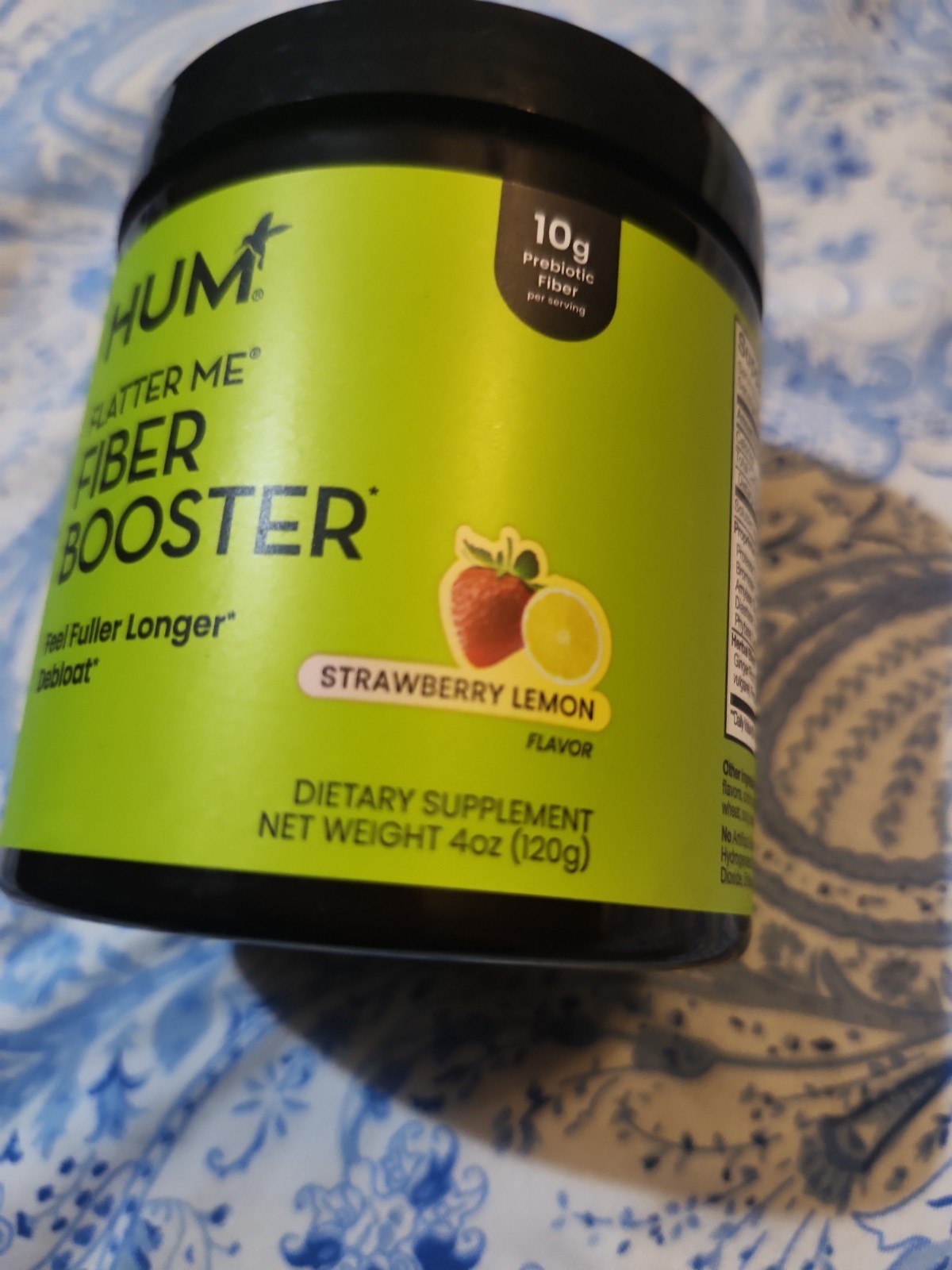 HUM Flatter Me Fiber Booster Powder Strawberry Lemon Prebiotic Debloat 4oz