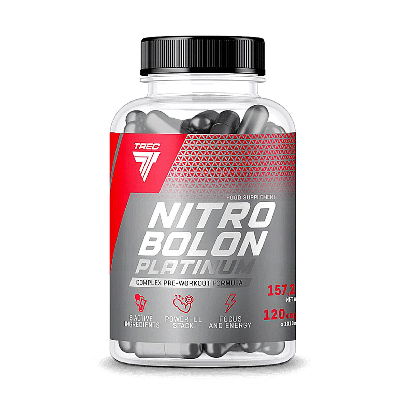 NITROBOLON PLATINUM -120 Caps Pre-Training Igniter Nitric Oxide Booster Arginine
