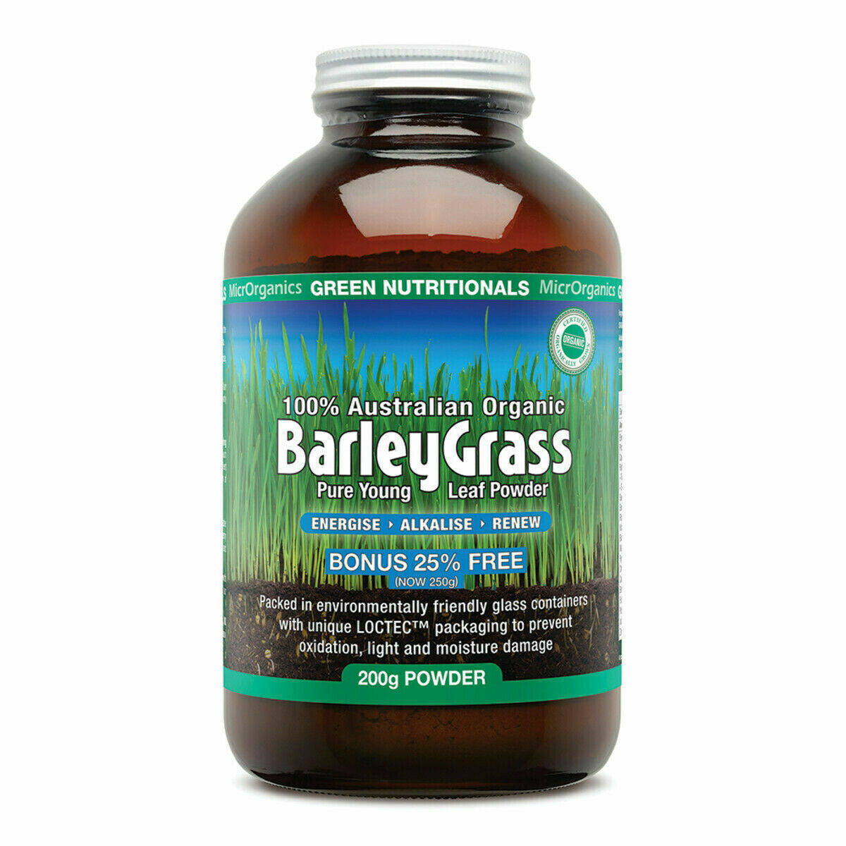 MicrOrganics Green Nutritionals Organic Australian BarleyGrass 200g Barley Grass