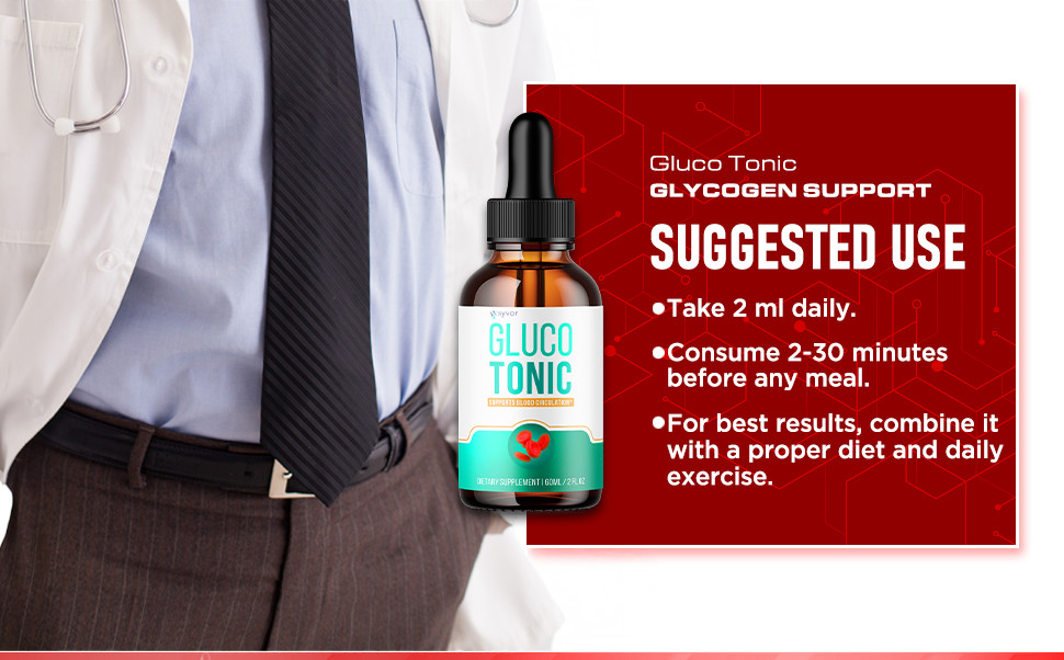 (1 Pack) Gluco Tonic Blood Support Formula Drops Advanced Vitamin Supplement 2ML
